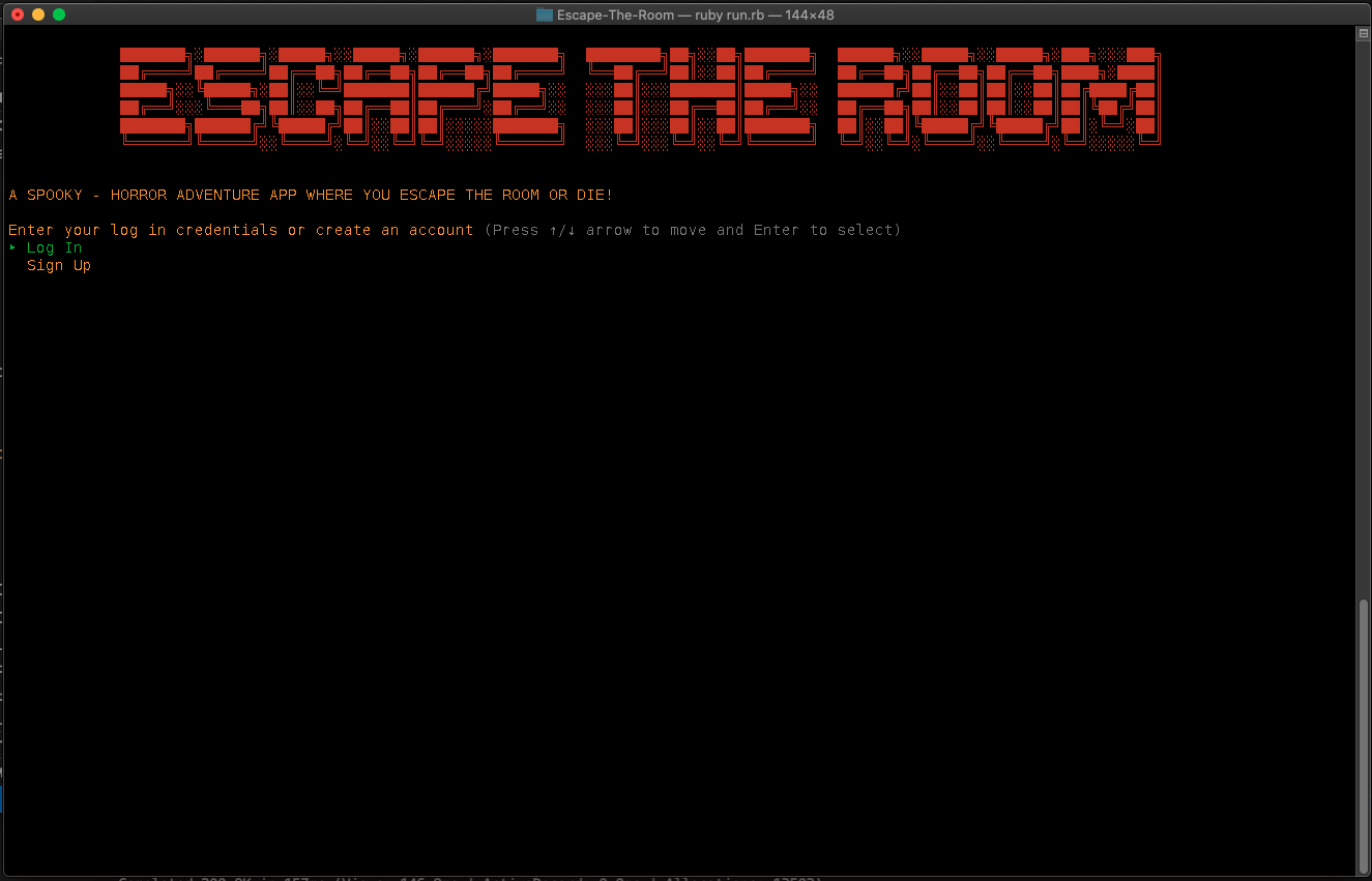 Main Menu - Escape the Room CLI